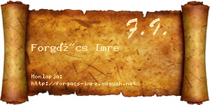 Forgács Imre névjegykártya